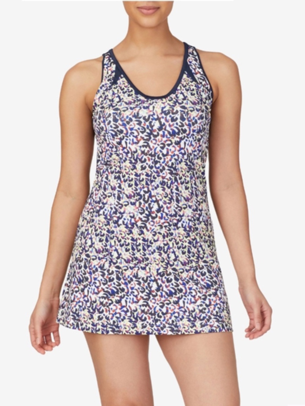 Fila Backspin Colorful Print Tank Dress - Navy Trim Size Small